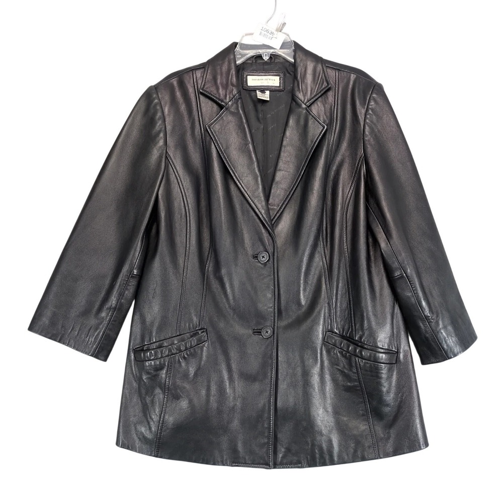 Preston & York Black Lambskin Leather Blazer Jacket Womens Plus Size 1X Career